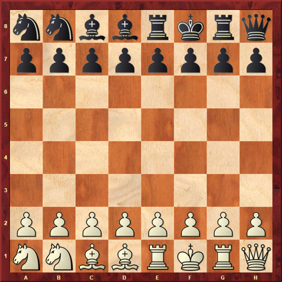 Chess 960 – ukázka náhodné počáteční pozice