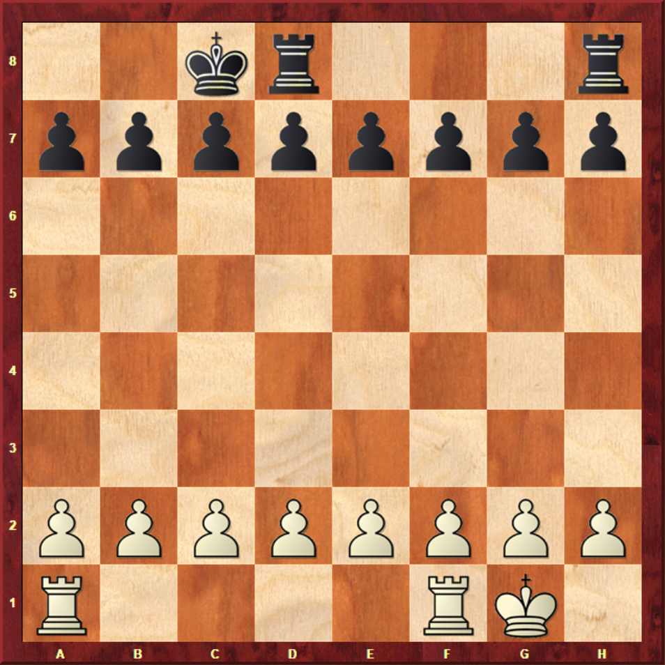 Klasické šachy – ukázka malé rošády bílého a velké rošády černého